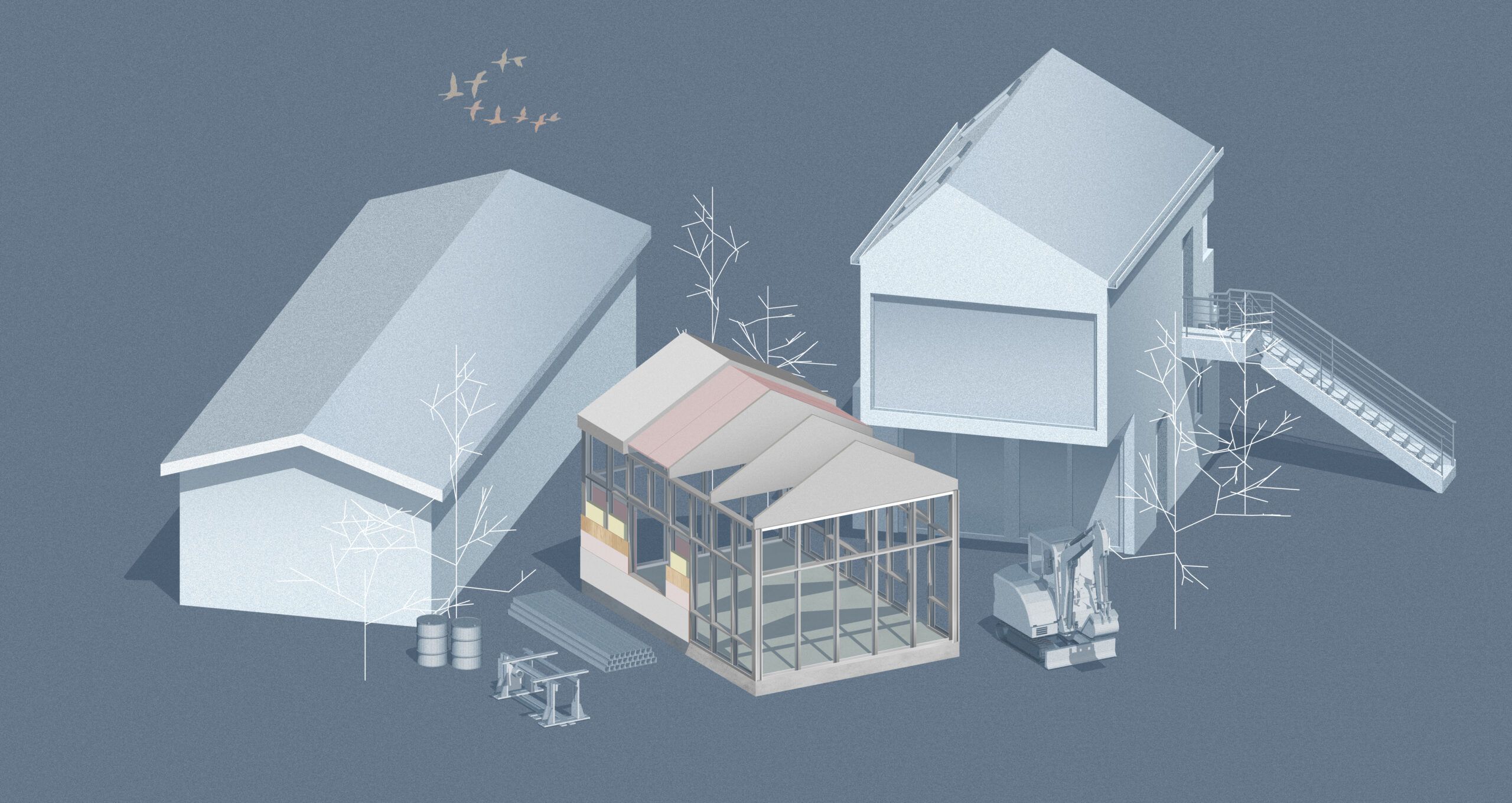 Diagram of a light-gauge steel-framed home addition.